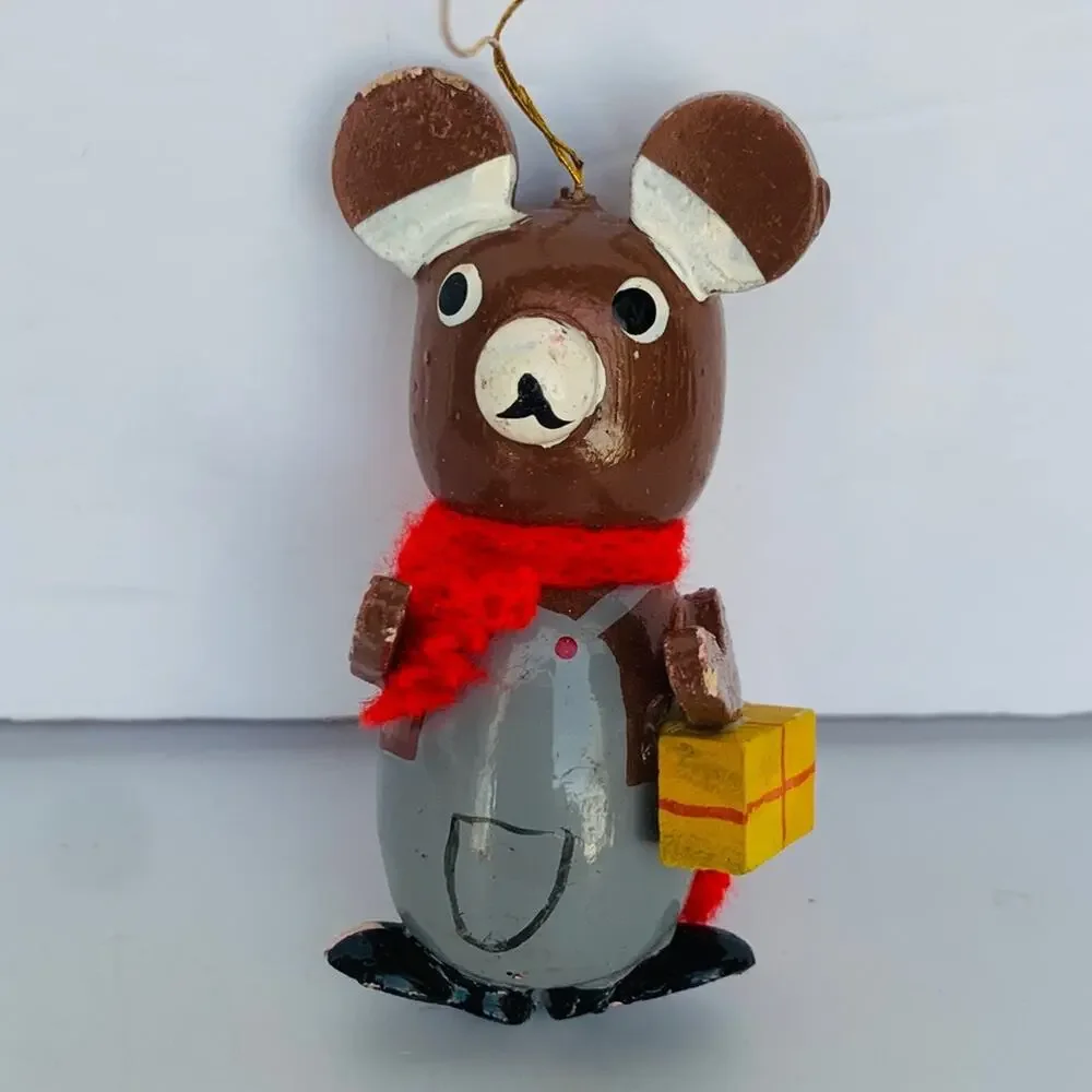 Vintage Wood Bear Ornament